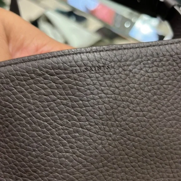 AllSaints Mast Pebbled Leather Tote Bag Brown - Picture 6 of 12